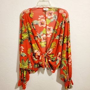 🛍 FLORAL SELF TIE CROP TOP